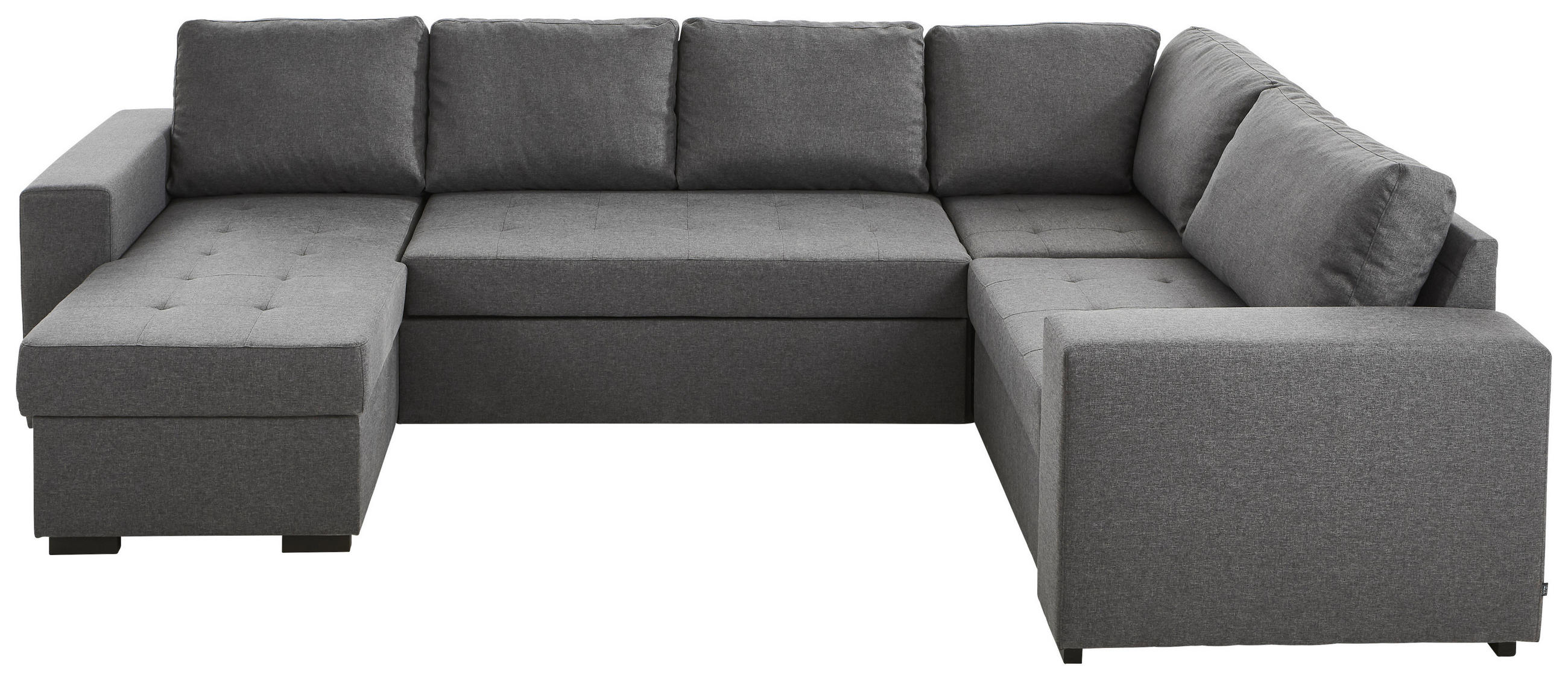 WOHNLANDSCHAFT Dunkelgrau Webstoff  - Dunkelgrau/Schwarz, KONVENTIONELL, Kunststoff/Textil (157/313/207cm) - Ti'me