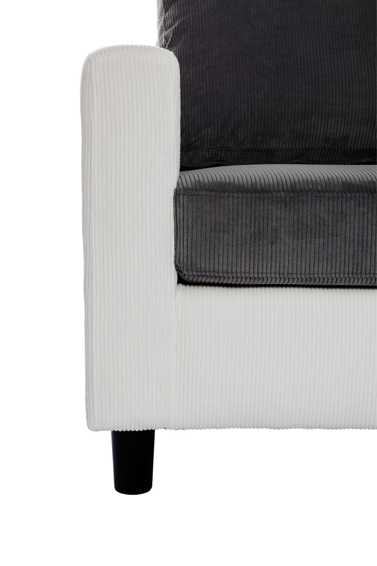 ECKSOFA Dunkelgrau Cord  - Dunkelgrau/Schwarz, Design, Kunststoff/Textil (198/135cm) - P & B