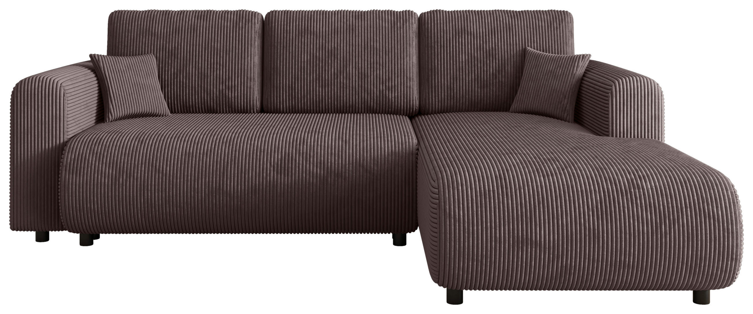 ECKSOFA inkl. Funktionen Dunkelbraun Cord  - Dunkelbraun/Schwarz, KONVENTIONELL, Kunststoff/Textil (260/200cm) - Xora