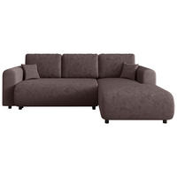 ECKSOFA inkl. Funktionen Dunkelbraun Cord  - Dunkelbraun/Schwarz, KONVENTIONELL, Kunststoff/Textil (260/200cm) - Xora