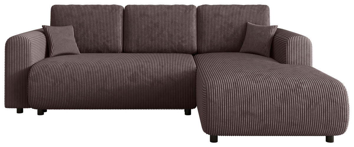 ECKSOFA inkl. Funktionen Dunkelbraun Cord  - Dunkelbraun/Schwarz, KONVENTIONELL, Kunststoff/Textil (260/200cm) - Xora