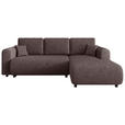 ECKSOFA inkl. Funktionen Dunkelbraun Cord  - Dunkelbraun/Schwarz, KONVENTIONELL, Kunststoff/Textil (260/200cm) - Xora