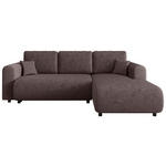 ECKSOFA inkl. Funktionen Dunkelbraun Cord  - Dunkelbraun/Schwarz, KONVENTIONELL, Kunststoff/Textil (260/200cm) - Xora