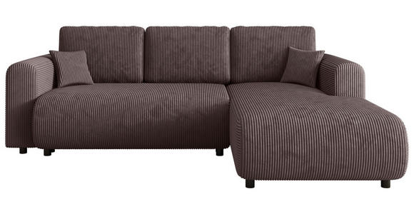 ECKSOFA inkl. Funktionen Dunkelbraun Cord  - Dunkelbraun/Schwarz, KONVENTIONELL, Kunststoff/Textil (260/200cm) - Xora