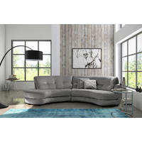 ECKSOFA BRETANIA in Samt Grau  113/300 cm  - Schwarz/Grau, Design, Kunststoff/Textil (113/300cm) - Livetastic