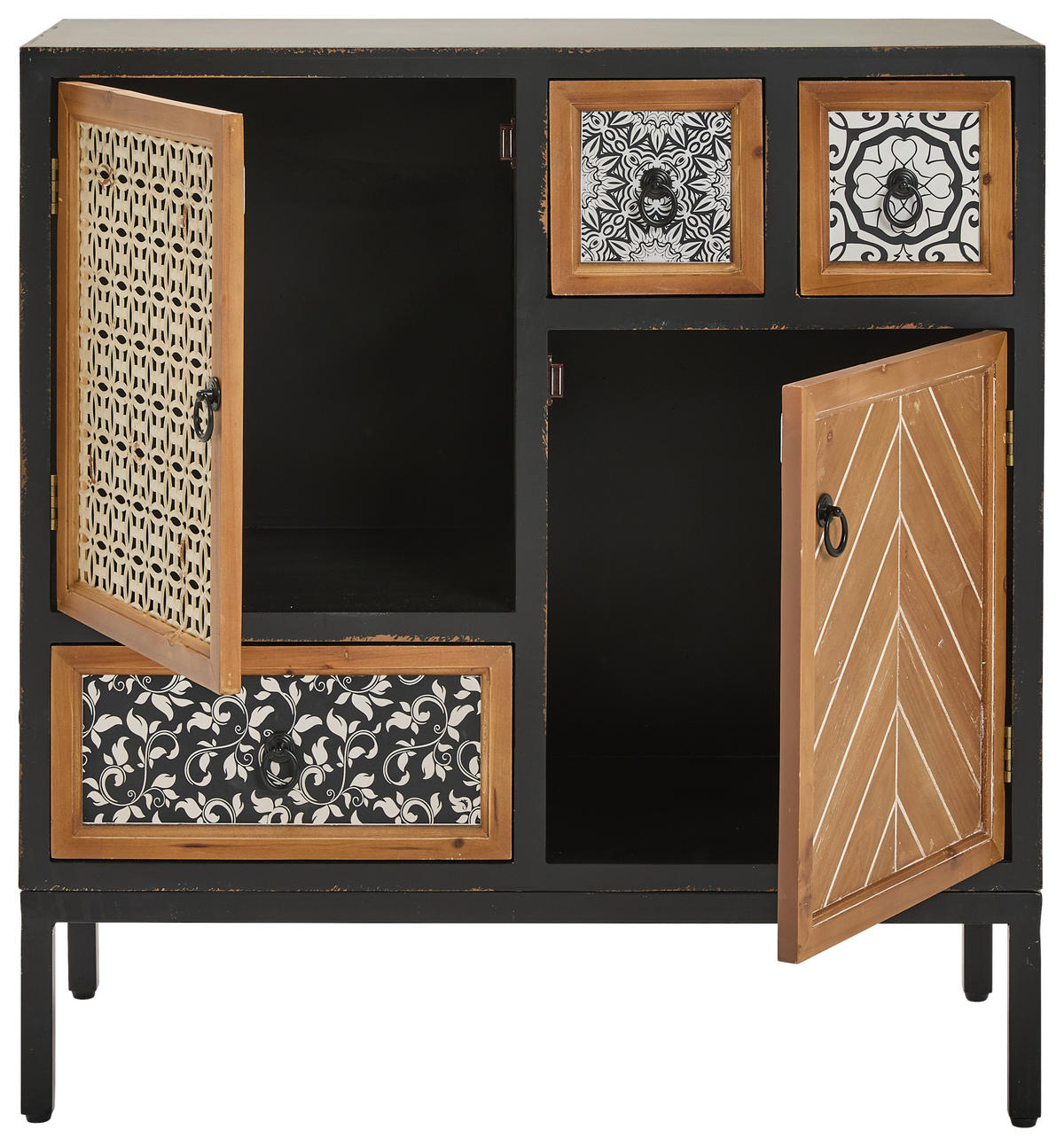 BYRÅ 80/84/38 cm  - svart/multicolor, Romantik / Lanthus, metall/trämaterial (80/84/38cm) - Landscape