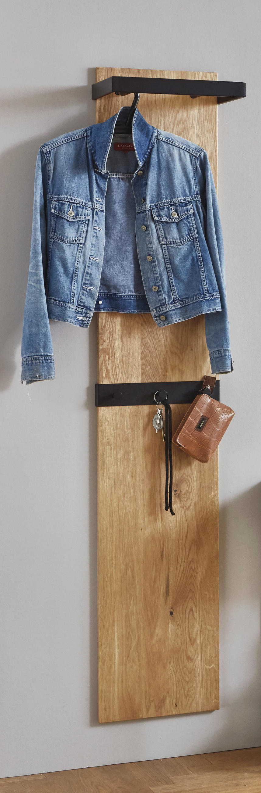 WANDGARDEROBE - Eichefarben/Schwarz, KONVENTIONELL, Holz/Metall (35/175/25cm)