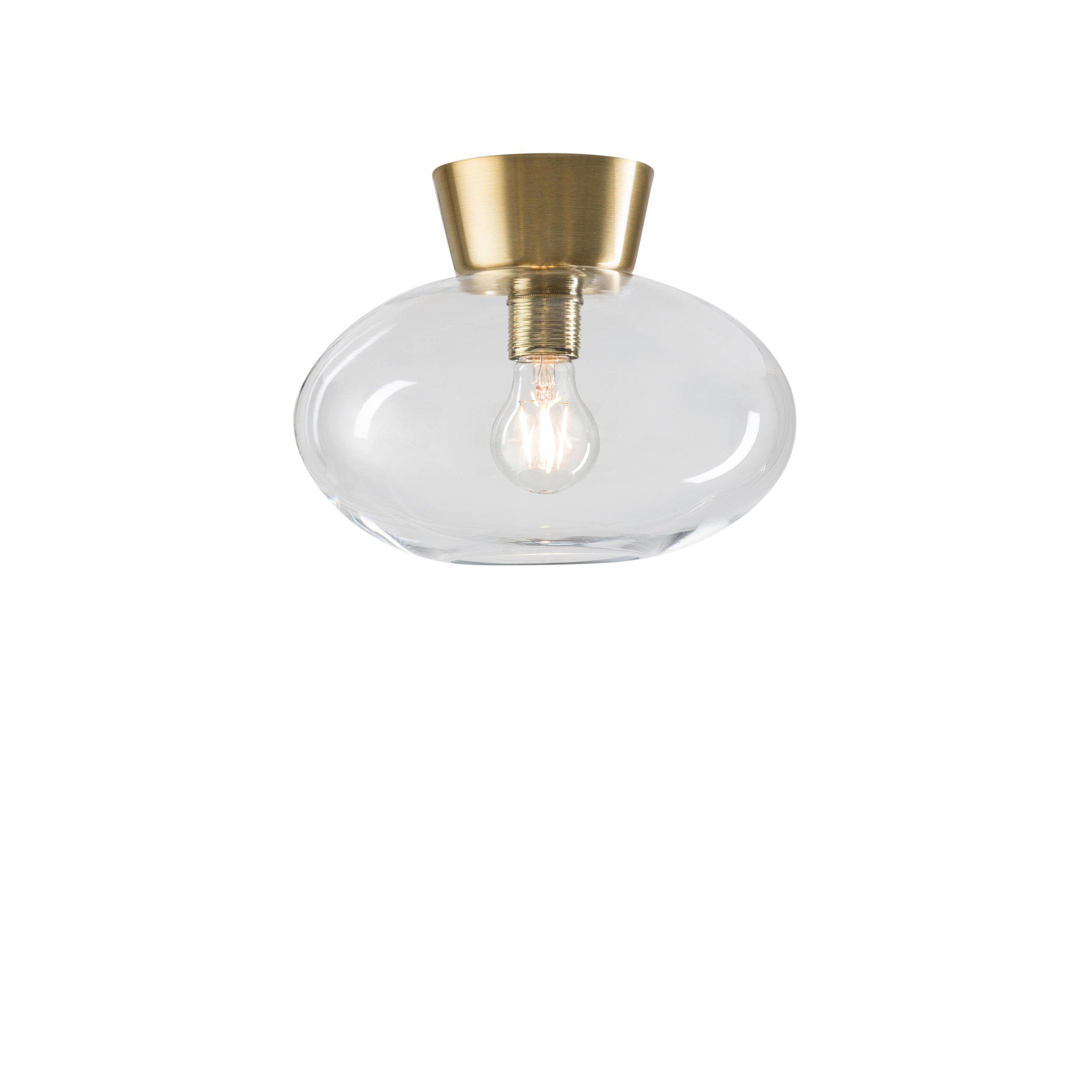 TAKLAMPA Bullo 27/21,2 cm  - klar/mässingsfärgad, Klassisk, metall/glas (27/21,2cm) - Belid