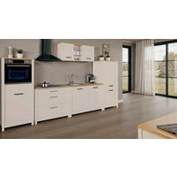 KÜCHENLEERBLOCK 370 cm   in Kaschmir, Eiche Artisan  - Kaschmir/Silberfarben, MODERN, Glas/Holzwerkstoff (370cm) - home24