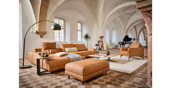 ECKSOFA  in Echtleder Hellbraun  225/355 cm  - Hellbraun/Anthrazit, Design, Leder/Metall (225/355cm) - Johann Jakob