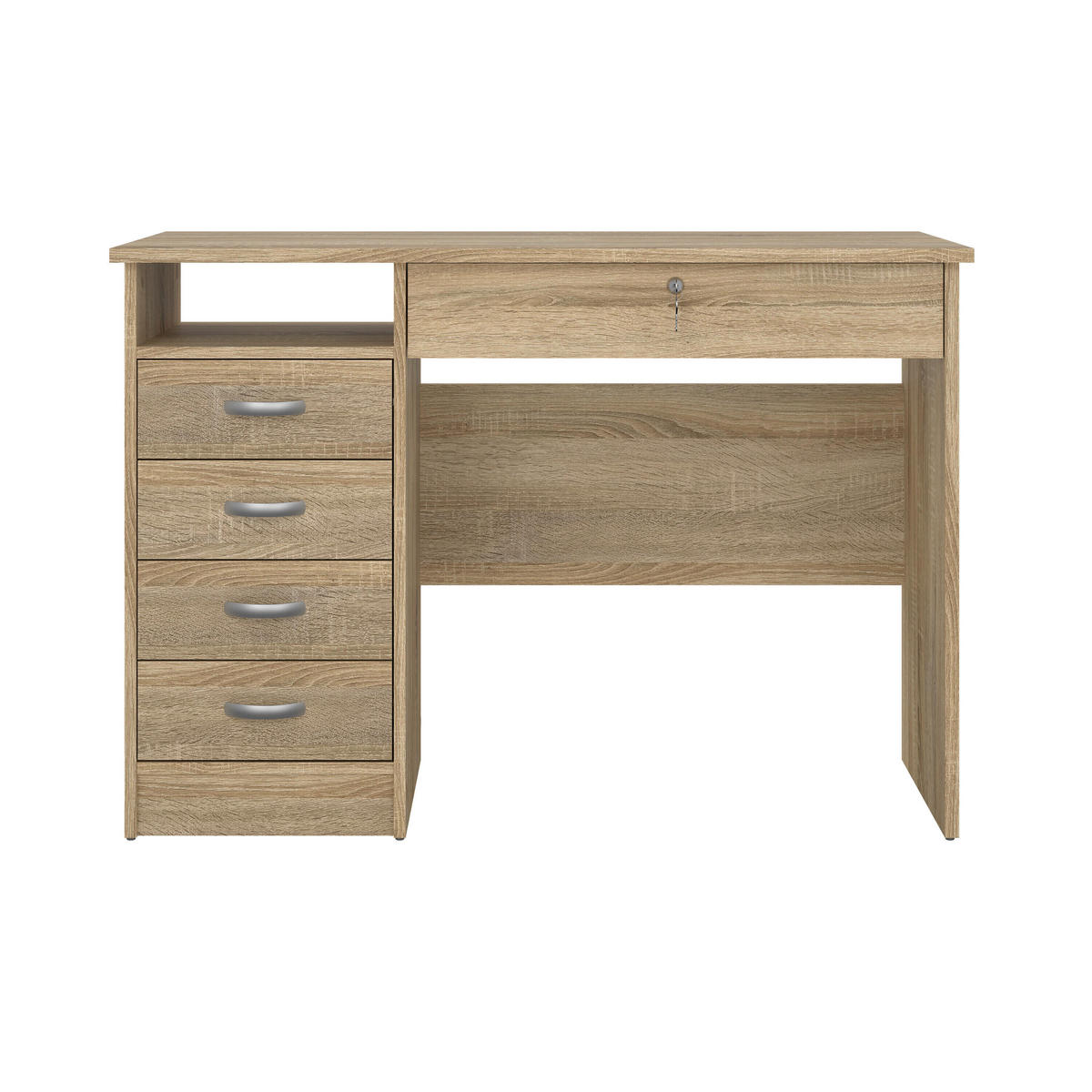SCHREIBTISCH 109,3/48,5/75,6 cm  in Eichefarben  - Eichefarben/Silberfarben, MODERN, Holzwerkstoff/Kunststoff (109,3/48,5/75,6cm) - MID.YOU