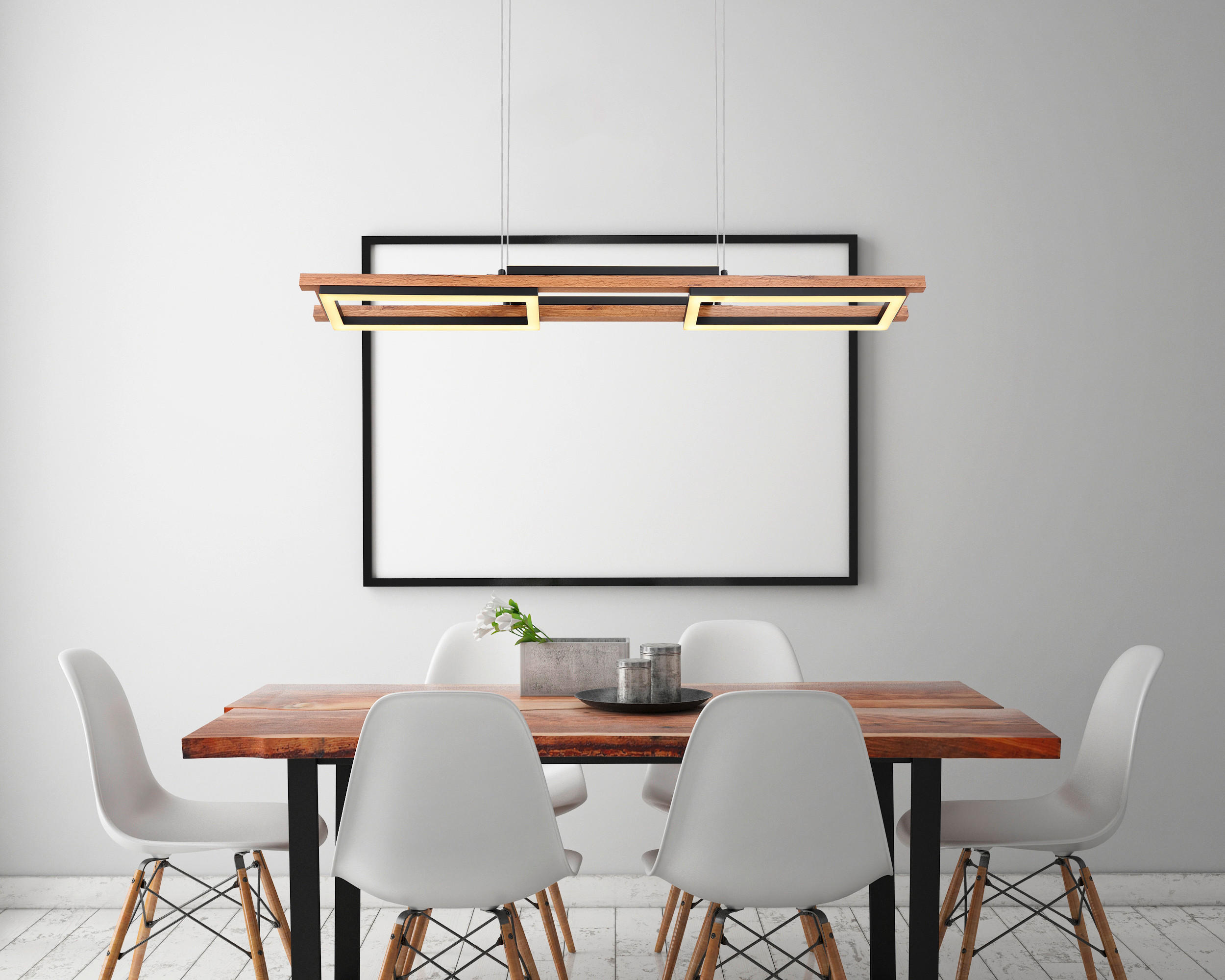 ZÁVĚSNÉ LED SVÍTIDLO, 100/14/120 cm - tmavě hnědá/černá, Design, kov/kompozitní dřevo (100/14/120cm) - Globo