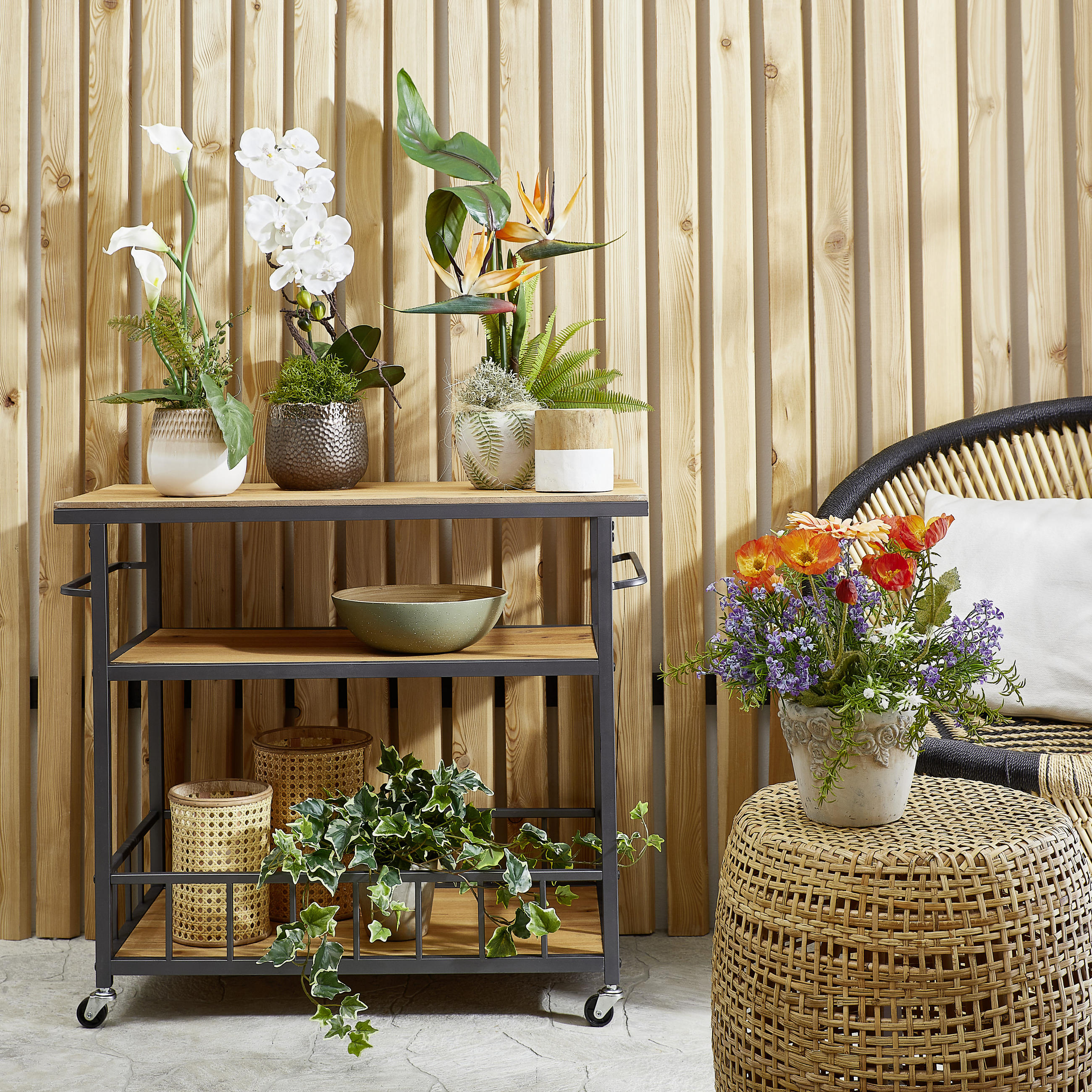 Thumbnail - Strelitzie, Gelb, Hellgrün, Keramik, 30x55 cm, Dekoration, Kunstblumen