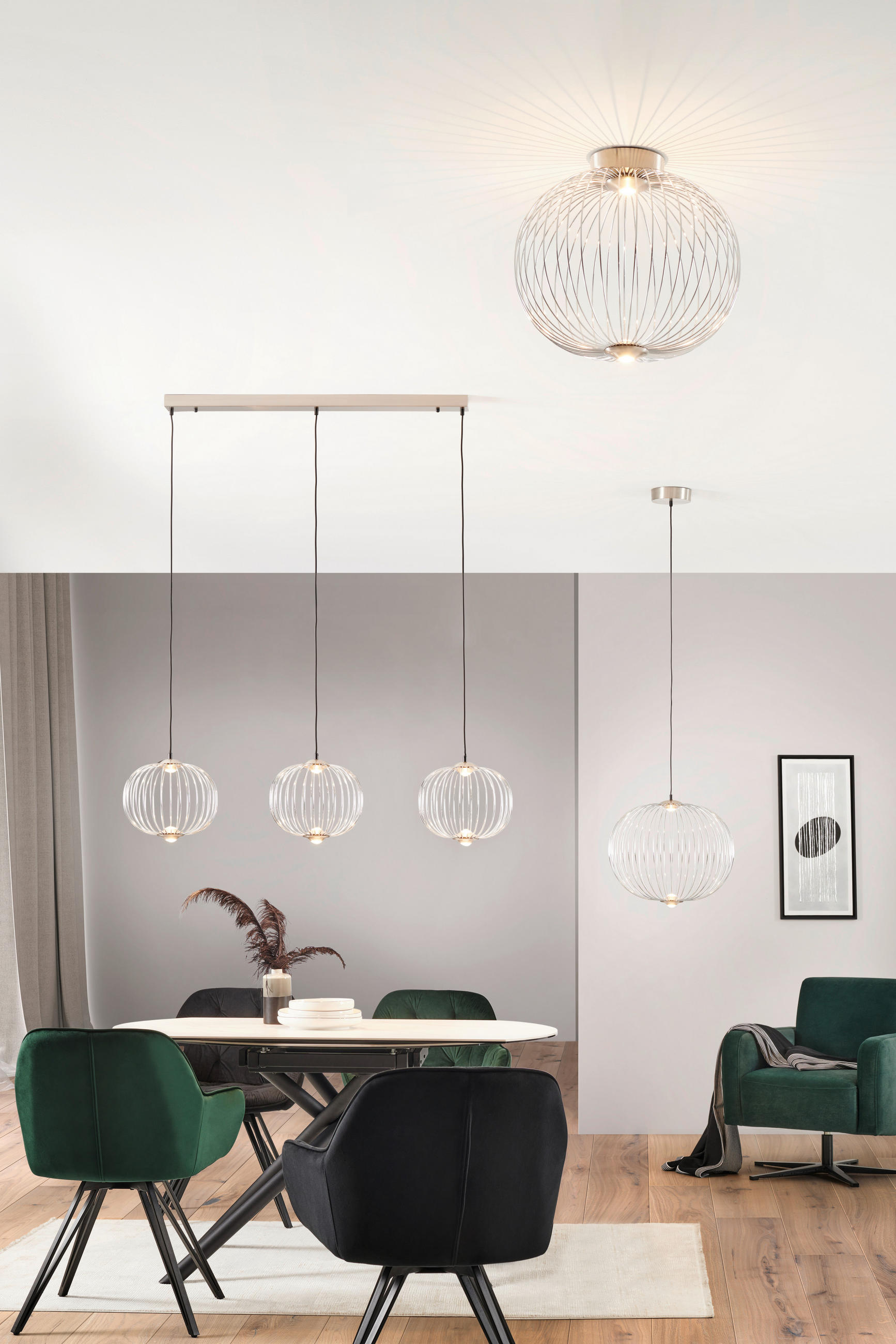 LED-DECKENLEUCHTE  50/45 cm    - Nickelfarben, Design, Metall (50/45cm)