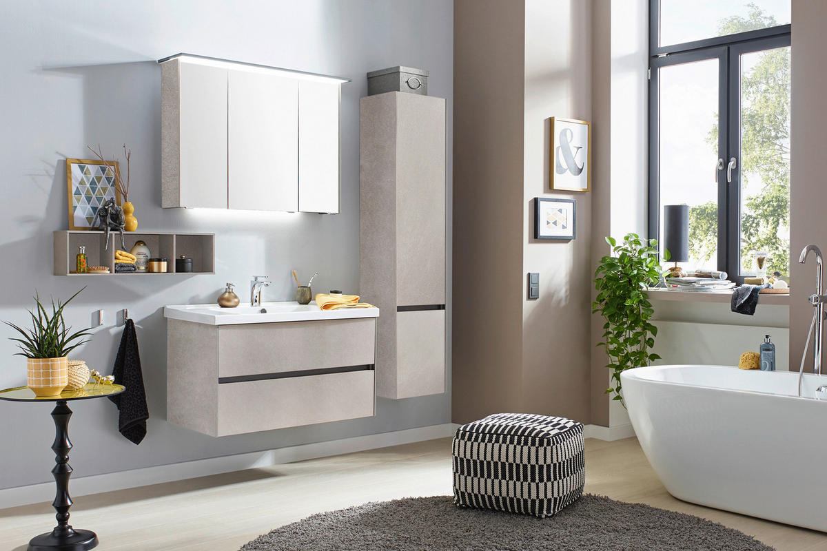 WASCHTISCHKOMBI 91 cm  - Sandfarben/Weiß, Design, Keramik/Holzwerkstoff (91cm) - Dieter Knoll