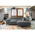 ECKSOFA in Velours Grau  - Schwarz/Grau, Design, Textil/Metall (267/181cm) - Carryhome