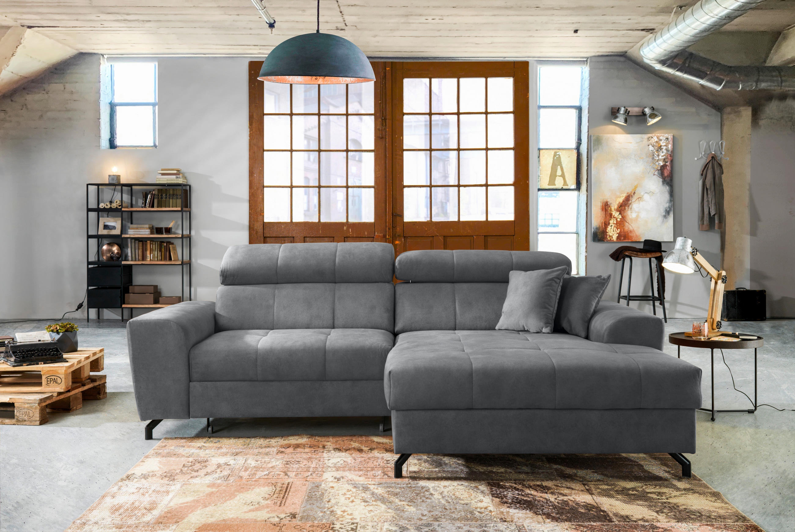 COLȚAR textil gri  - negru/gri, Design, metal/textil (267/181cm) - Carryhome
