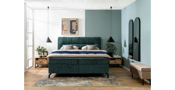 BOXSPRINGBETT 160/200 cm,  in Dunkelgrün, Topper, H2 + H2 = mittel  - Dunkelgrün/Schwarz, Design, Textil/Metall (160/200cm) - Esposa