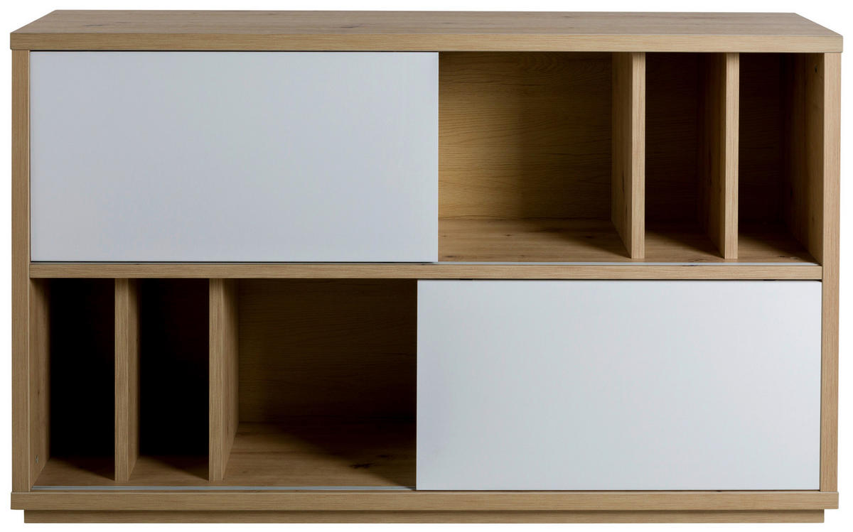 AKTENSCHRANK 139/84/35,5 cm  - Weiss Hochglanz/Eiche Artisan, Design, Holzwerkstoff (139/84/35,5cm) - Stylife