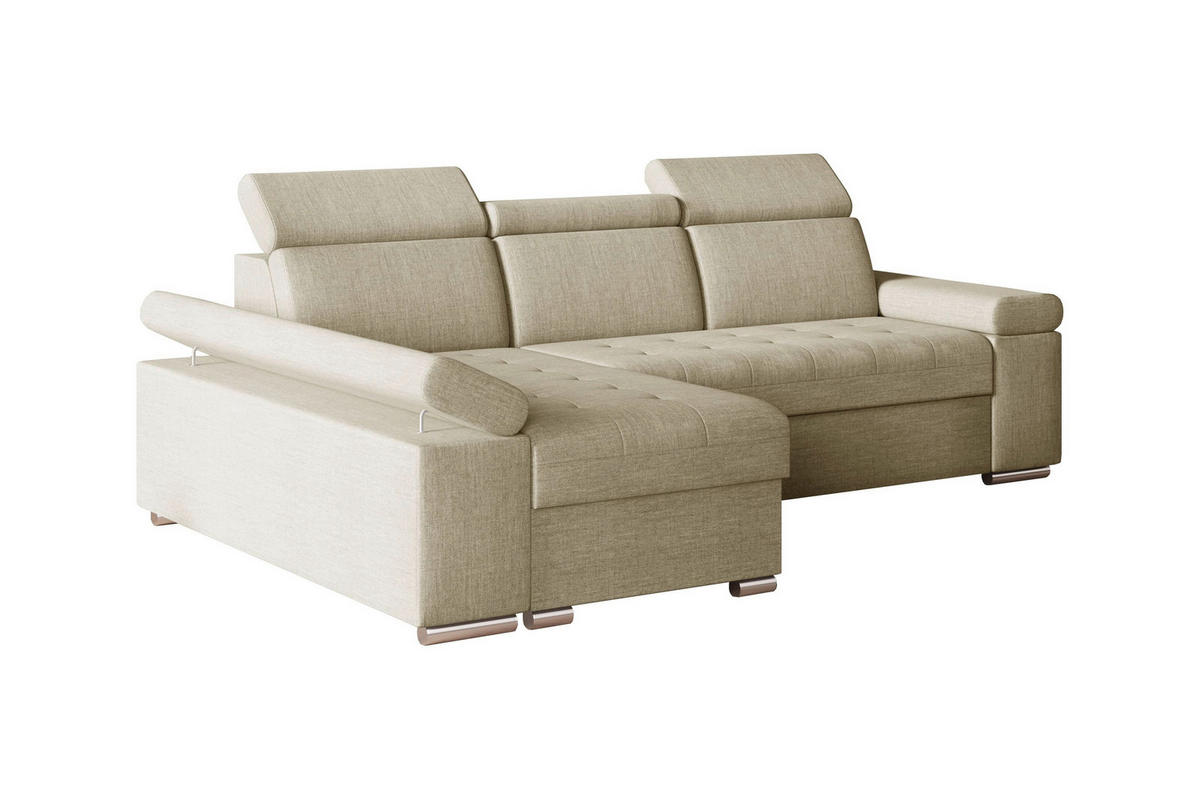 ECKSOFA TORONTO in Webstoff Creme  - Silberfarben/Creme, Design, Textil (168/260cm) - MID.YOU