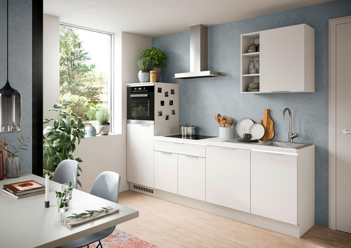 KÜCHENLEERBLOCK 260 cm   in Weiß  - Weiß, MODERN, Holzwerkstoff/Metall (260cm) - MID.YOU