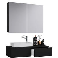 BADEZIMMER 3-teilig  in 85 cm  - Schwarz/Weiß, MODERN, Keramik/Holzwerkstoff (85cm) - MID.YOU