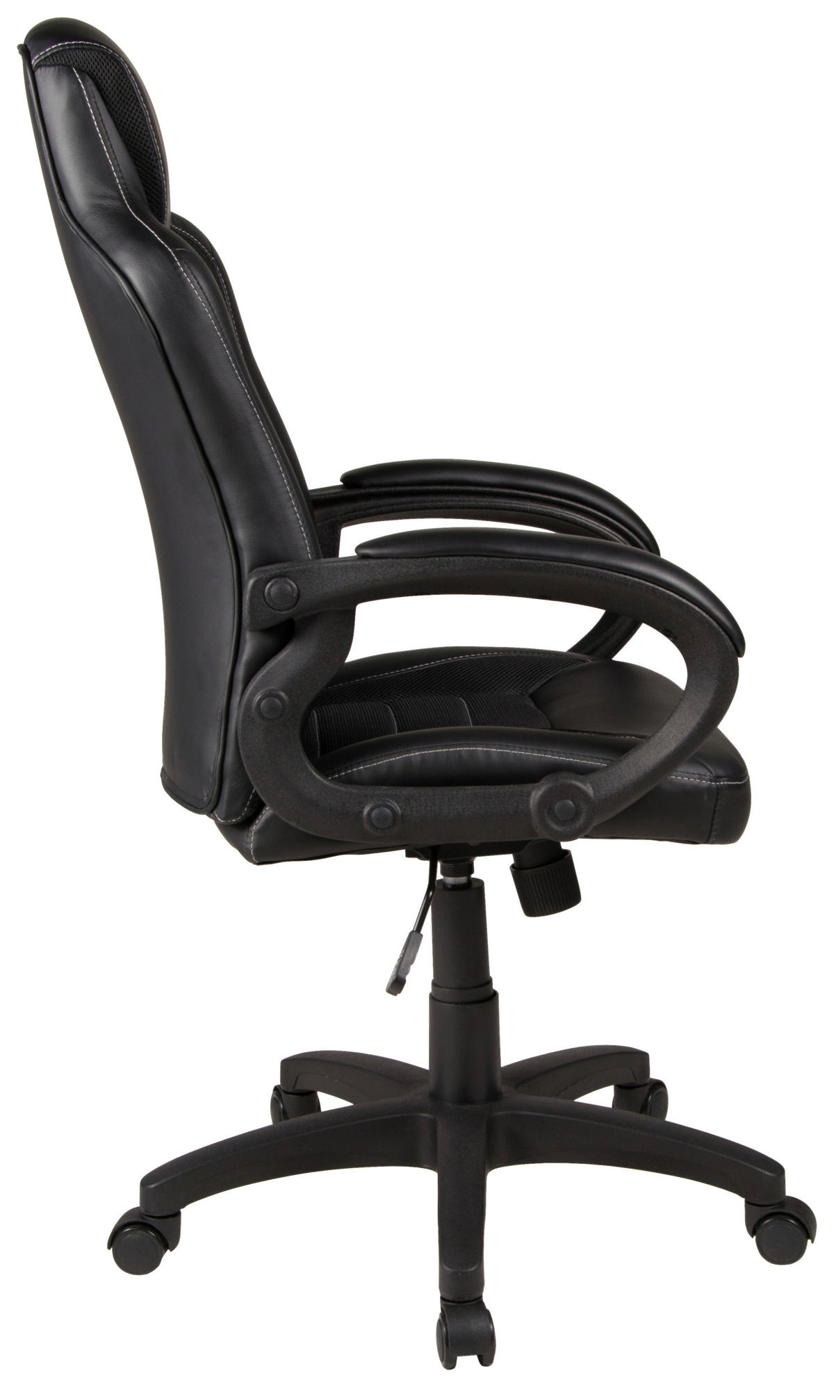 CHEFSESSEL Lederlook, Netz Schwarz  - Schwarz/Weiß, KONVENTIONELL, Textil (61/109-121/61cm) - Boxxx