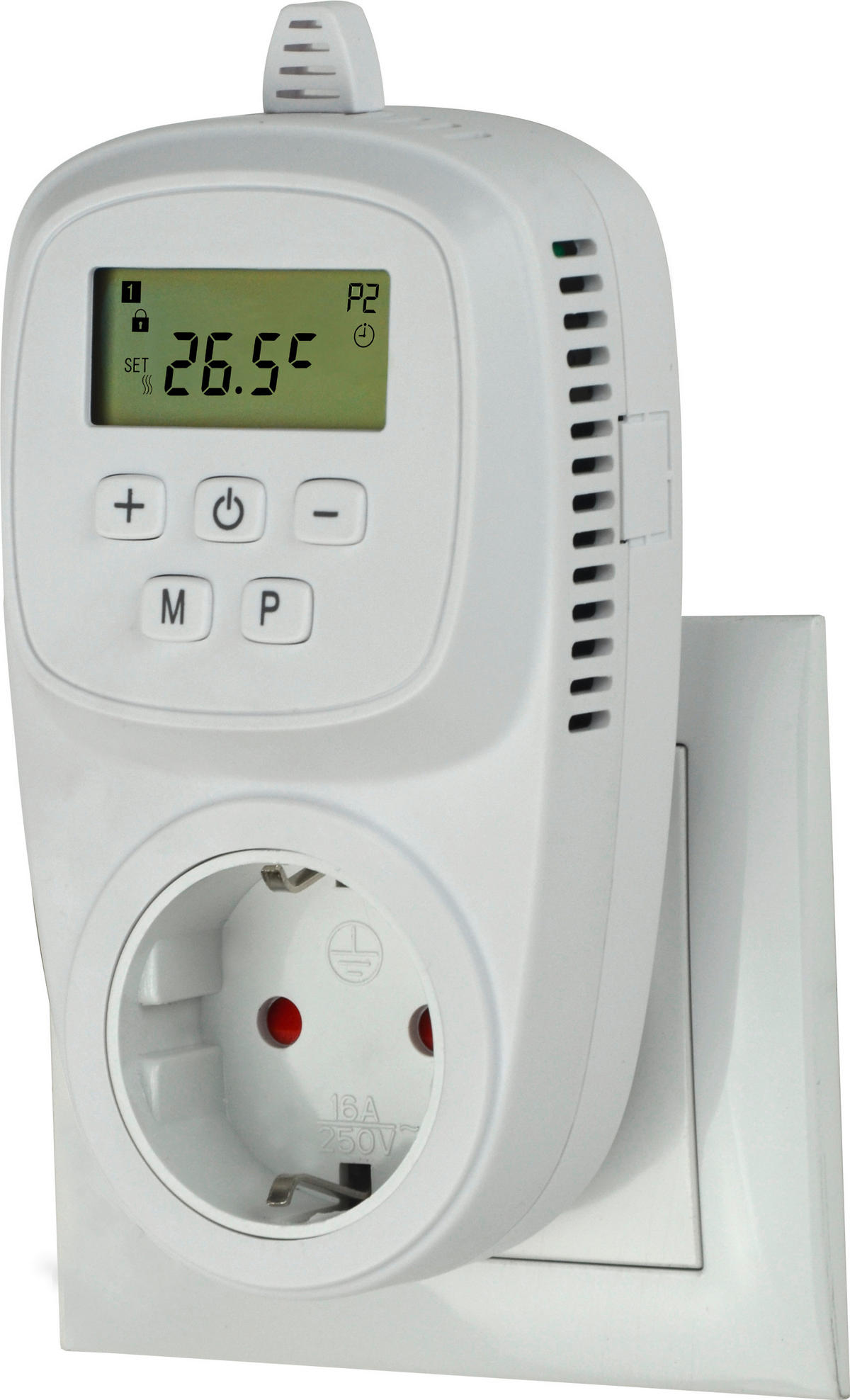 STECKDOSENTHERMOSTAT  - Weiß, Basics, Kunststoff (14/7/4,2cm)