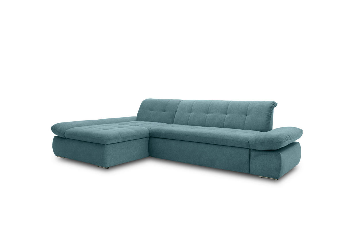 ECKSOFA in Mikrofaser Petrol  172/300 cm  - Chromfarben/Petrol, KONVENTIONELL, Textil/Metall (172/300cm) - MID.YOU