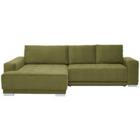 ECKSOFA in Samt Grün  195/293 cm  - Silberfarben/Grün, Design, Holz/Textil (195/293cm) - Cantus