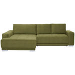 ECKSOFA in Samt Grün  195/293 cm  - Silberfarben/Grün, Design, Holz/Textil (195/293cm) - Cantus