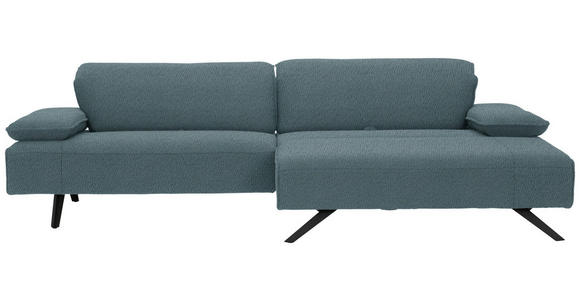 ECKSOFA in Flachgewebe Hellblau - Anthrazit/Hellblau, Design, Textil/Metall (280/165cm) - Ambiente