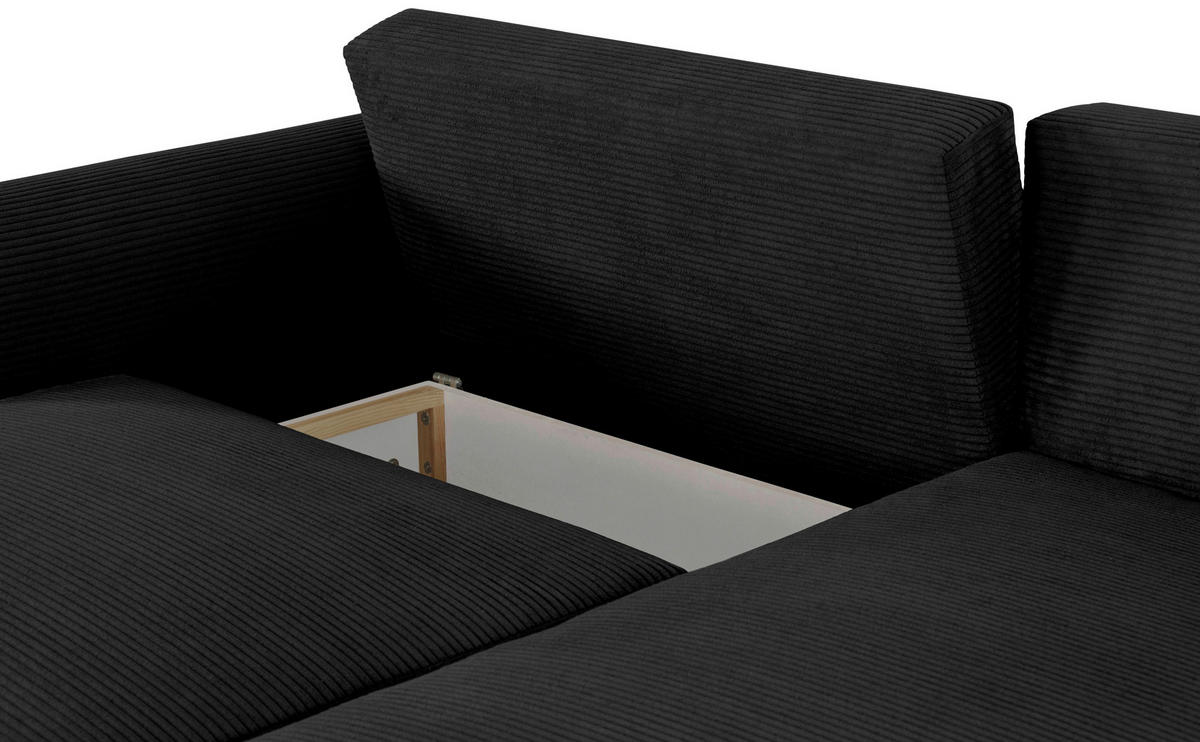 ECKSOFA in Cord Schwarz  - noir, Design, textile (250/151cm) - MID.YOU