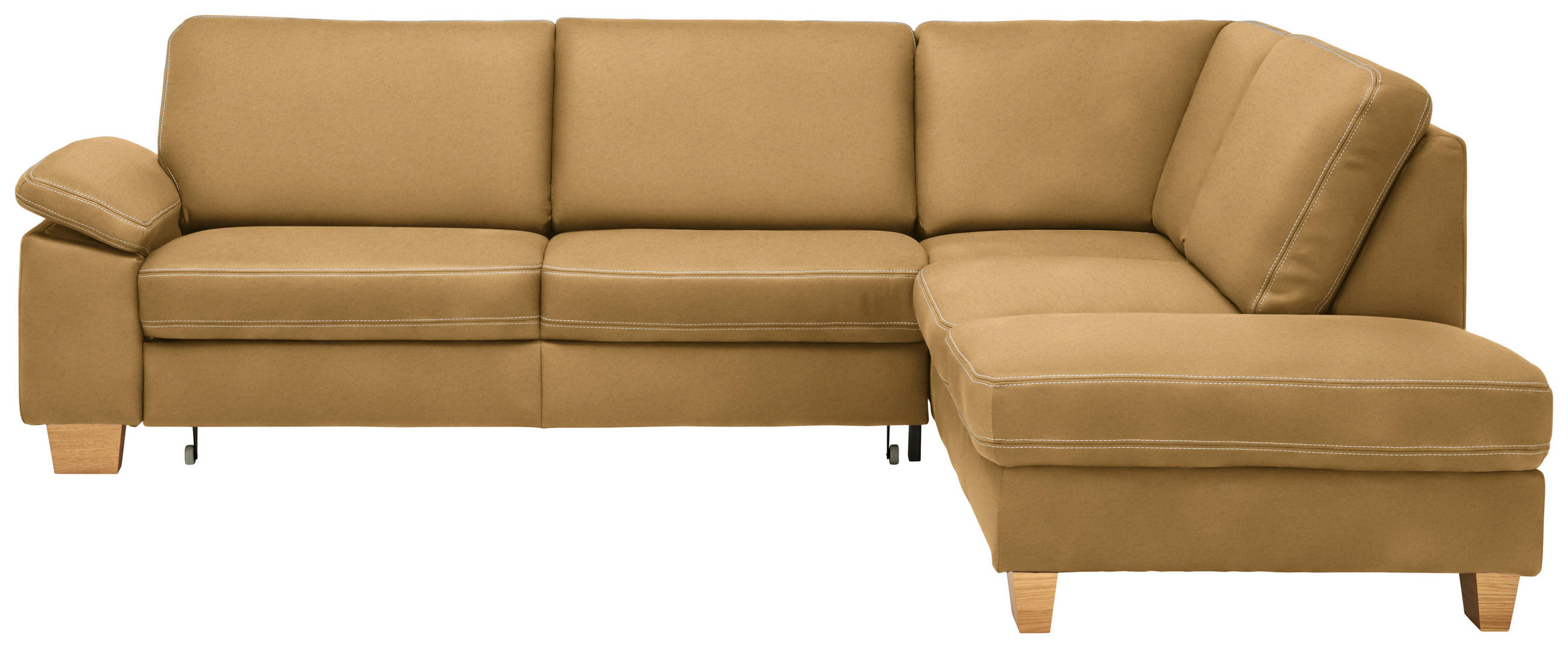 ECKSOFA  in Echtleder Currygelb  274/235 cm  - Currygelb/Eichefarben, KONVENTIONELL, Leder/Holzwerkstoff (274/235cm) - Beldomo Premium