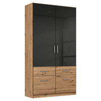 KLEIDERSCHRANK in Dunkelgrau, Eiche Artisan  - Dunkelgrau/Silberfarben, Design, Holzwerkstoff/Kunststoff (91/197/54cm) - Carryhome