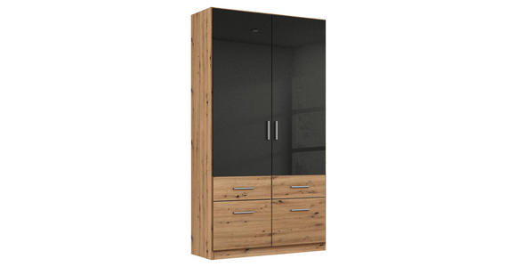 KLEIDERSCHRANK in Dunkelgrau, Eiche Artisan - Dunkelgrau/Silberfarben, Design, Holzwerkstoff/Kunststoff (91/197/54cm) - Carryhome