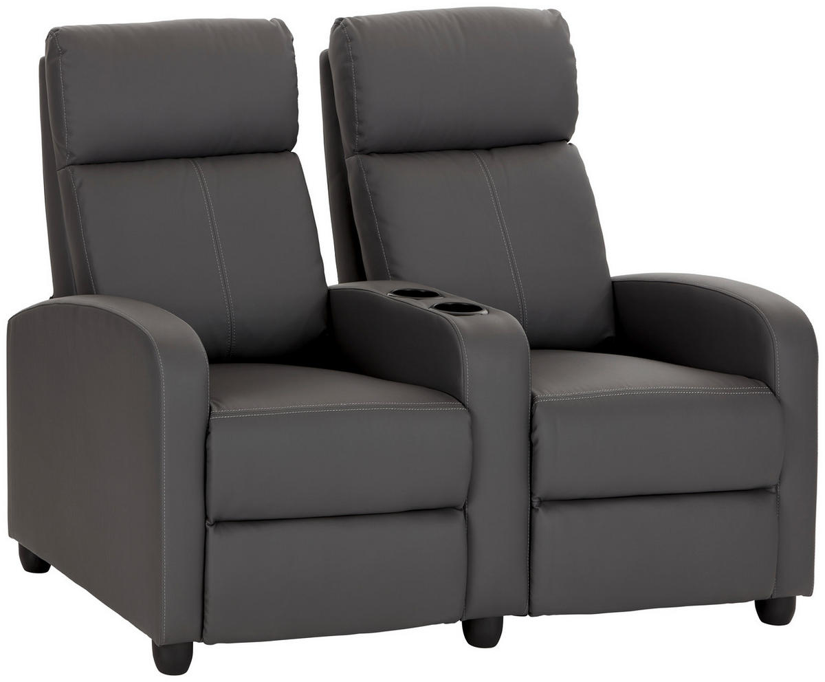 HEIMKINO-SOFA Lederlook Grau  - Schwarz/Grau, KONVENTIONELL, Kunststoff/Textil (128/100/87cm) - MID.YOU