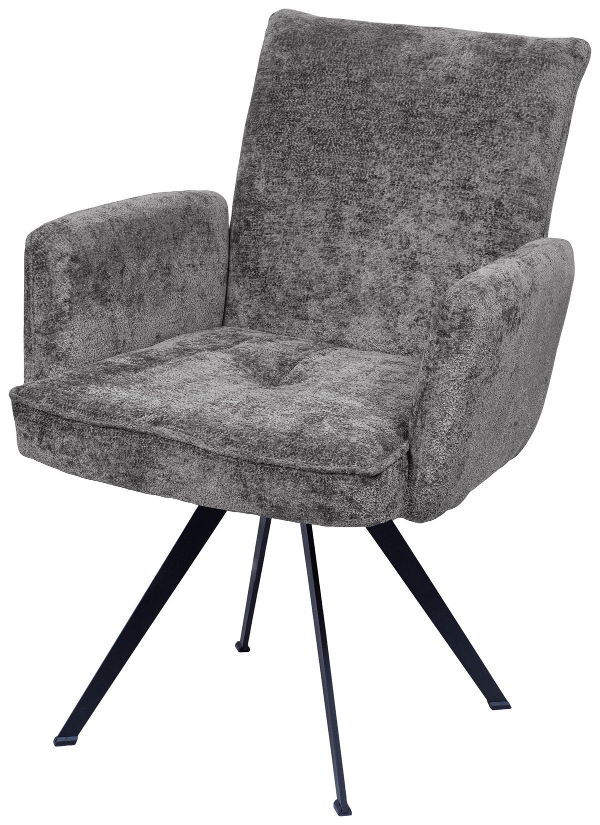 ARMLEHNSTUHL  in Eisen Teddystoff  - Schwarz/Braun, Design, Textil/Metall (64/87/71cm) - Welnova