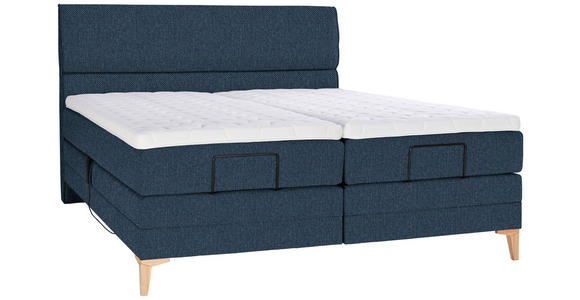 BOXSPRINGBETT 200/200 cm in Blau - Blau/Eichefarben, KONVENTIONELL, Holz/Textil (200/200cm) - Voleo