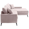 ECKSOFA  in Cord Rosa  280/173 cm  - Schwarz/Rosa, KONVENTIONELL, Textil/Metall (280/173cm) - Hom`in