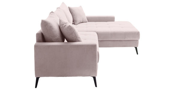 ECKSOFA  in Cord Rosa  280/173 cm  - Schwarz/Rosa, KONVENTIONELL, Textil/Metall (280/173cm) - Hom`in