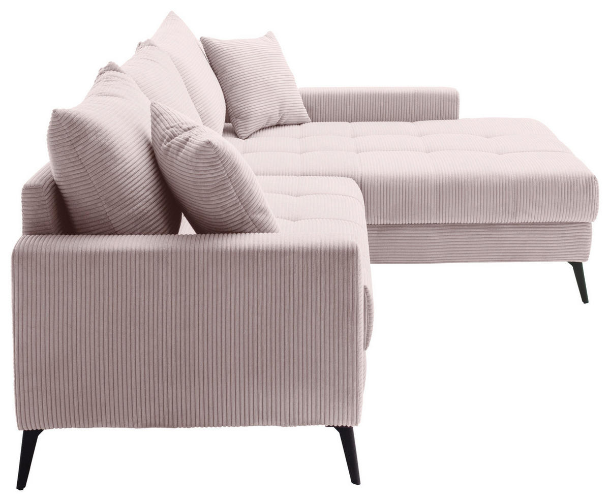 ECKSOFA Rosa Cord  - Schwarz/Rosa, KONVENTIONELL, Textil/Metall (280/173cm) - Hom`in