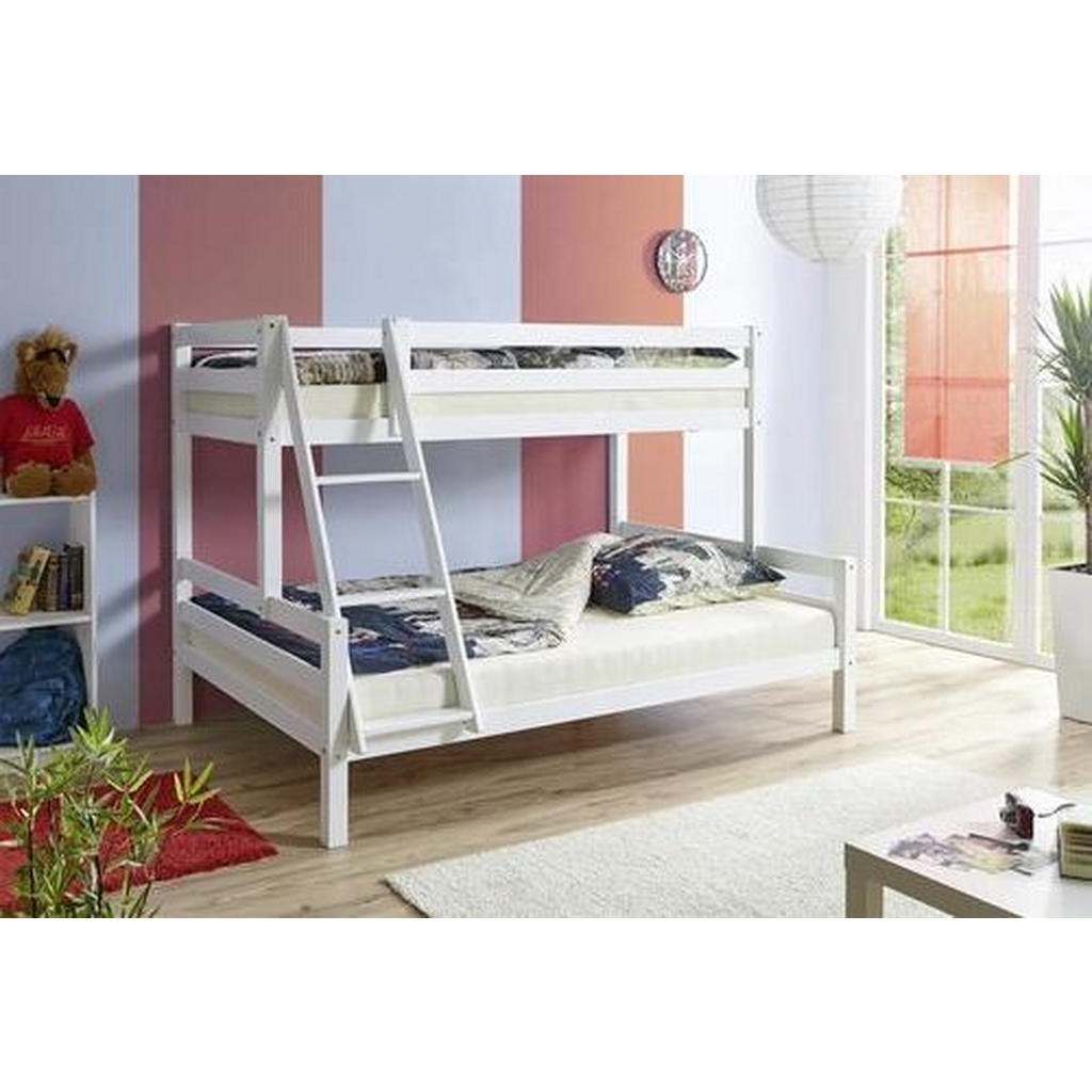 Etagenbett Maxim Weiß Buche Massiv 140 Cm Mit Leiter