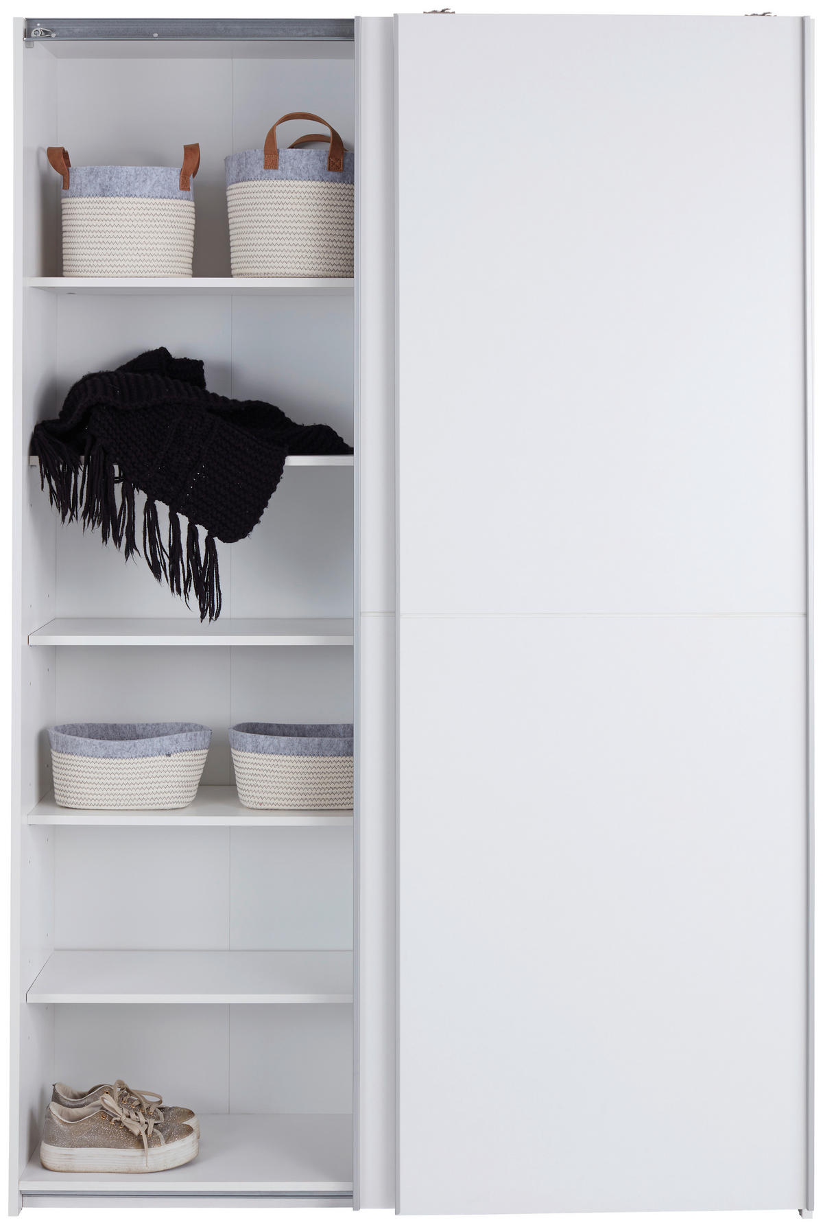 SCHWEBETÜRENSCHRANK 125/195,5/38 cm 2-türig Weiß  - Alufarben/Weiß, KONVENTIONELL, Holzwerkstoff (125/195,5/38cm) - P & B