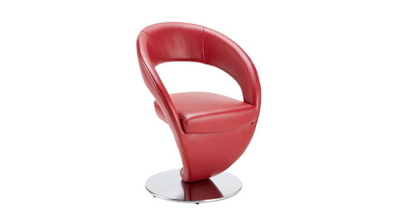 STUHL in Echtleder pigmentiert Leder - Edelstahlfarben/Rot, Design, Leder/Metall (62/86/61cm) - Moderano