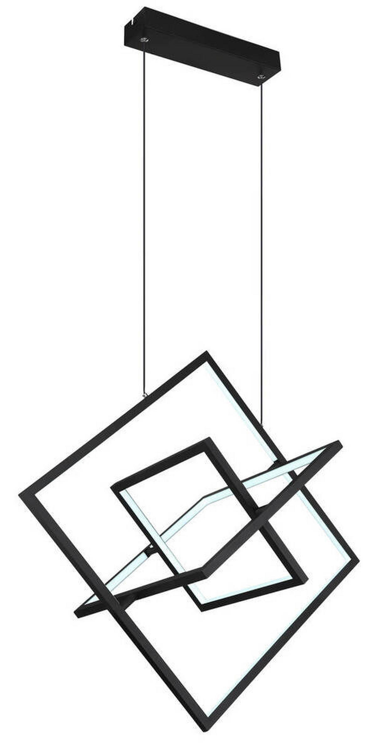 LED-HÄNGELEUCHTE 70,7/50/150 cm    - Opal/Schwarz, Design, Kunststoff/Metall (70,7/50/150cm) - Globo