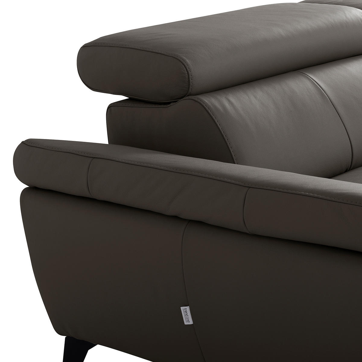 ECKSOFA SONO in Lederlook Echtleder Dunkelbraun Armteilverstellung, Kopfteilverstellung  179/252 cm  - Dunkelbraun/Schwarz, Design, Leder/Textil (179/252cm) - Livetastic