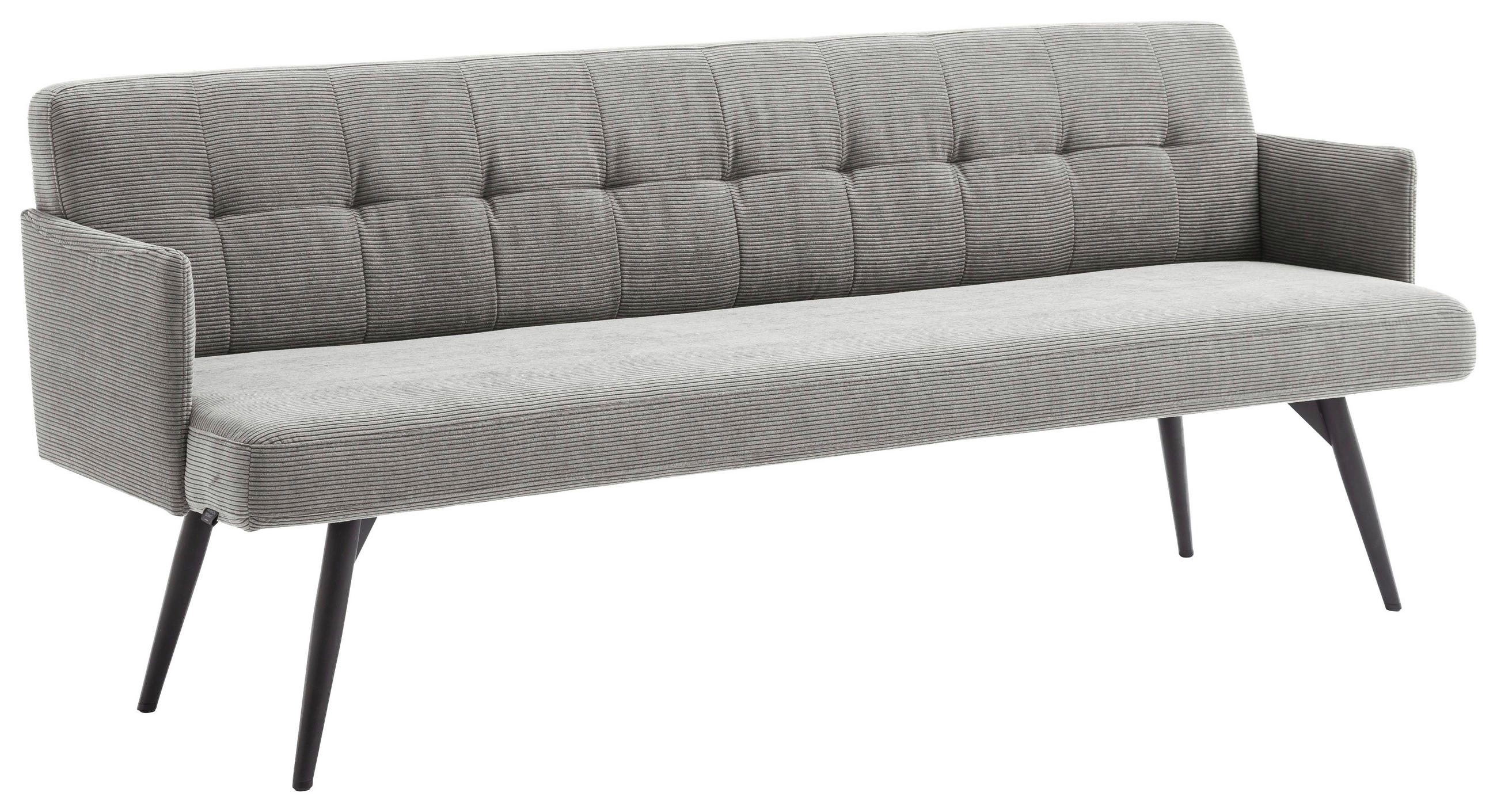 SITZBANK 206/85/69 cm Cord Grau Metall  - Schwarz/Grau, Design, Textil/Metall (206/85/69cm) - Johann Jakob