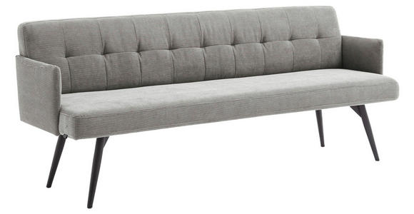 SITZBANK in Textil Grau - Schwarz/Grau, Design, Textil/Metall (206/85/69cm) - Johann Jakob