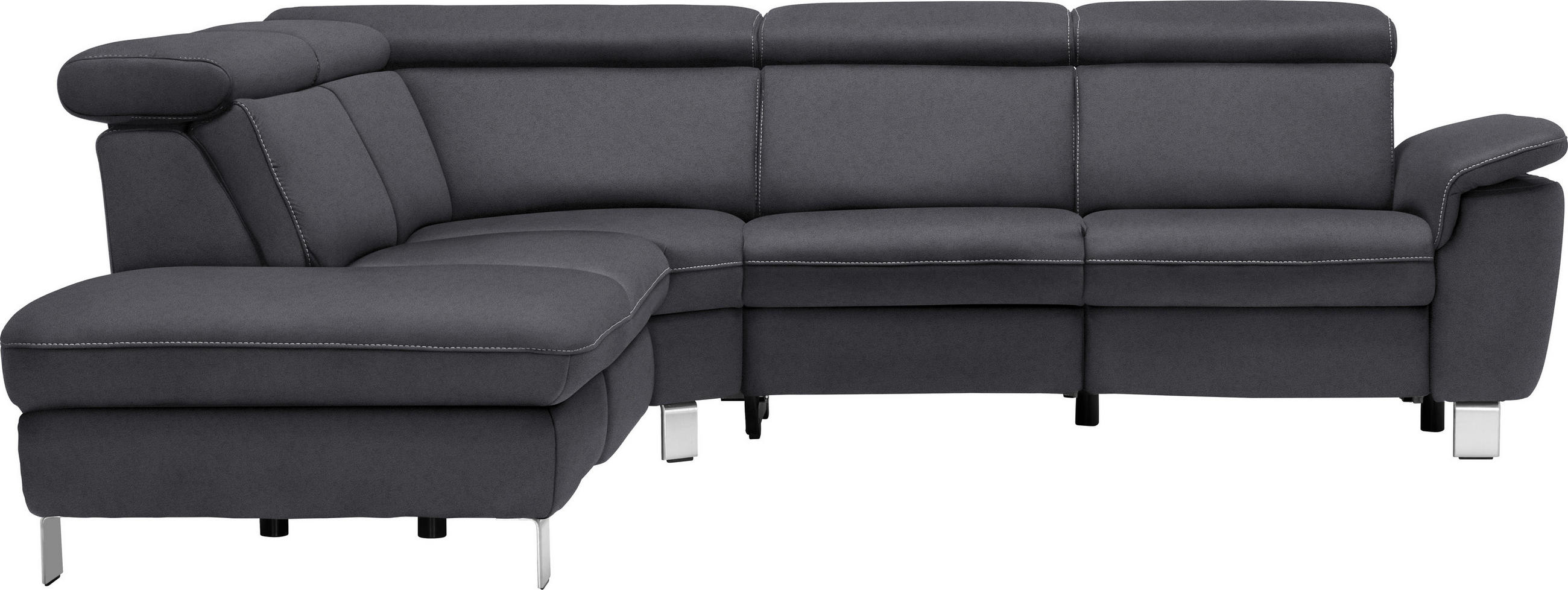 ECKSOFA in Flachgewebe, Mikrofaser Anthrazit  - Anthrazit/Beige, Design, Textil/Metall (239/271cm) - Cantus